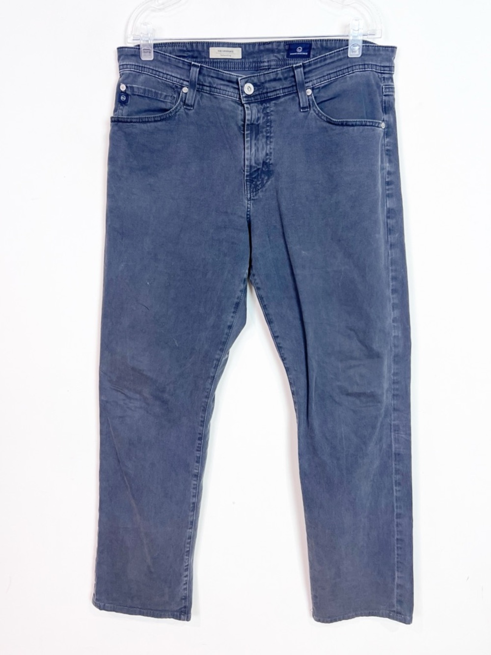 AG ADRIANO GOLDSCHMIED GRAY BLUE THE GRADUATE STRAIGHT TAILORED LEG PANTS 33x32